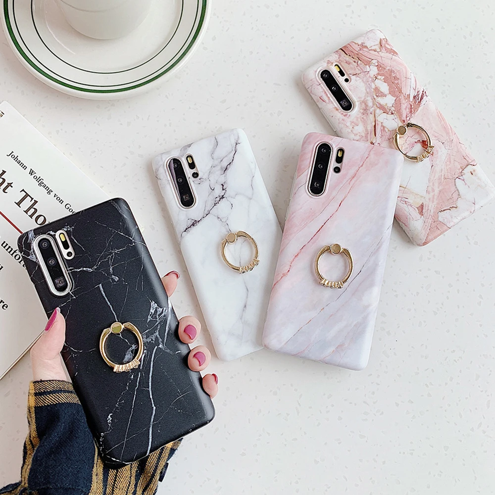 suyacs classic vintage marble phone case for huawei p40 p20 p30 lite pro soft imd back cover free global shipping