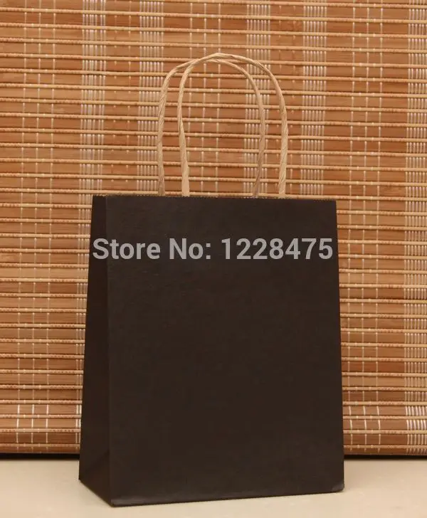 

40PCS black Kraft packing bags 21x15x8cm Christams gift bag with handle High Quality DIY Multifunction