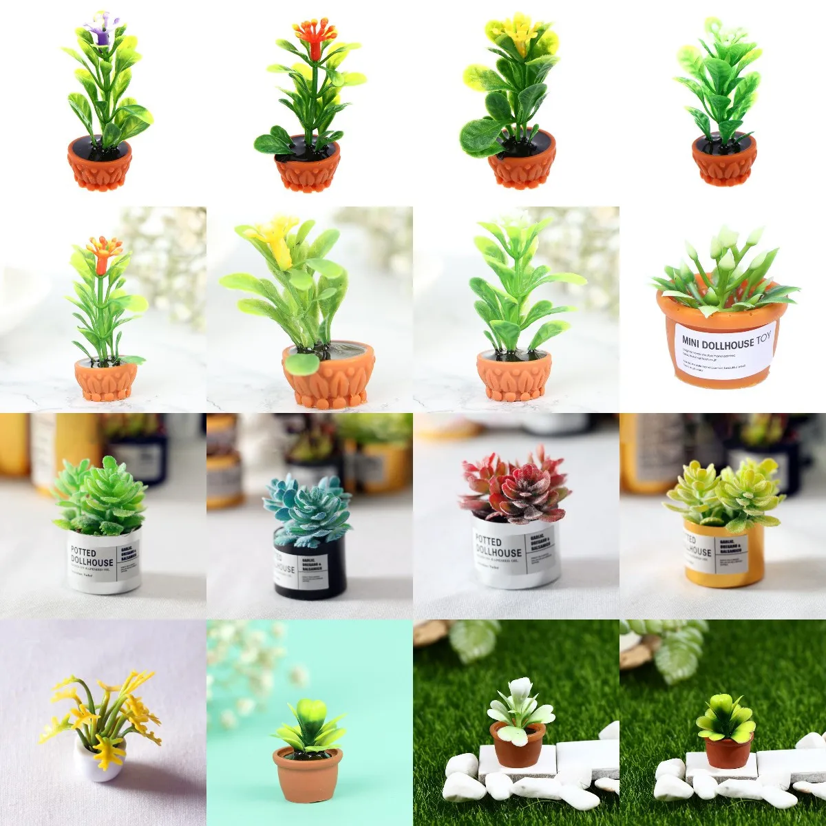 

Dollhouse Miniture Vase Artificial Flowers Green Potted Plants for Home Decor for Children Kids DIY Doll House Furniture Toys