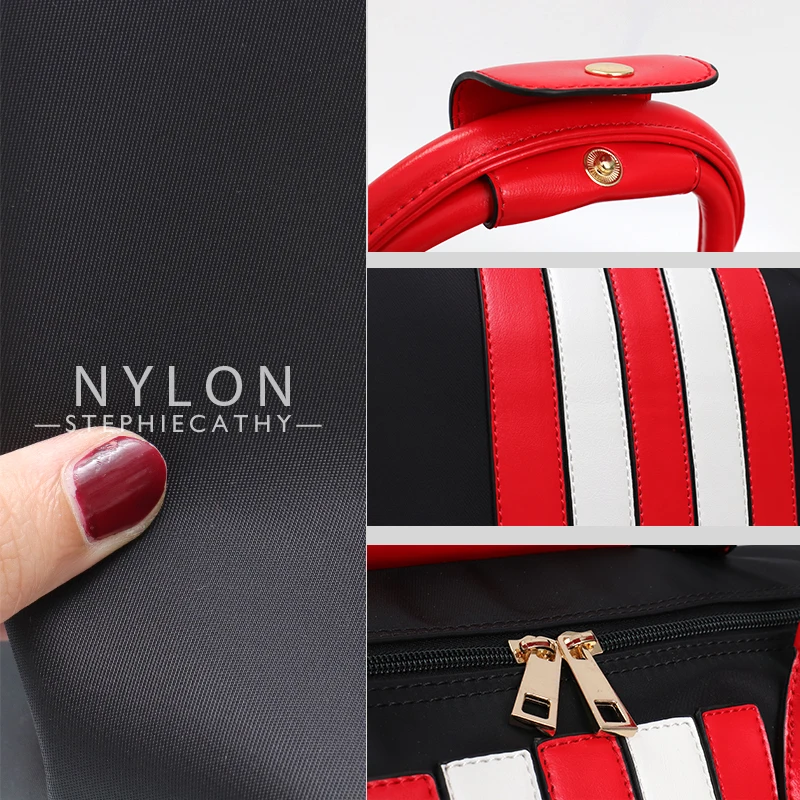 SC Big Travel Carry on Hand Luggage Suitcase Wheels Trolley Bag Women Large Microfiber Drawbars Color Strip Duffle Case Flight