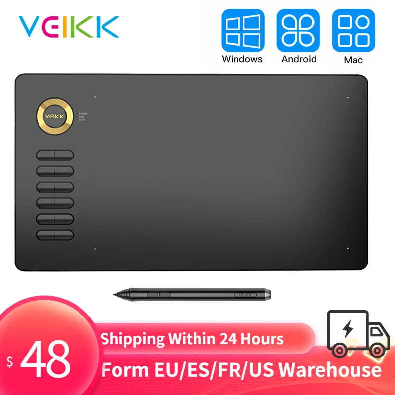 mesa digitalizadora планшет для рисования блокнот Графический VEIKK A15 10x6 дюймов 8192 уровня