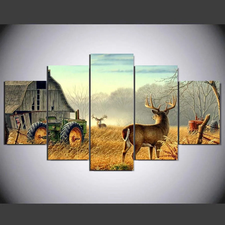 

5 Pieces HD Canvas Painting Print Animal Deer Modular Picture For Modern Decorative Bedroom Living Room Home Wall Art Decor
