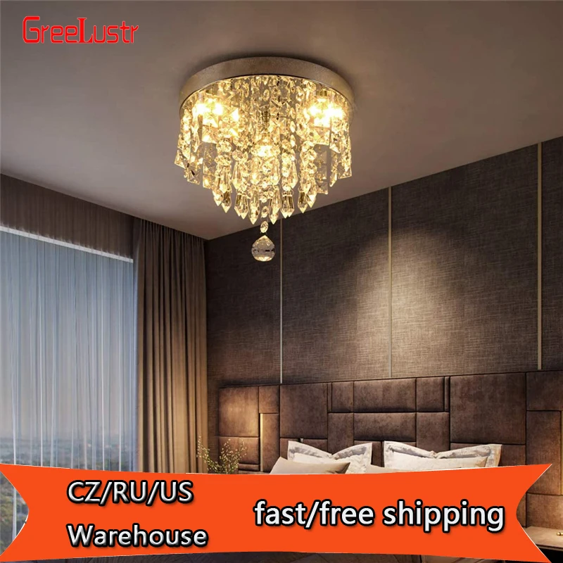 

Modern Crystal Pendant Ceiling Lamp Led Lusters Luminaria For Balcony Entrance Lamp Plafonnier Lighting Fixtures AC110-220V