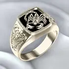 Мужское кольцо в стиле ретро с эмалью в виде скорпиона