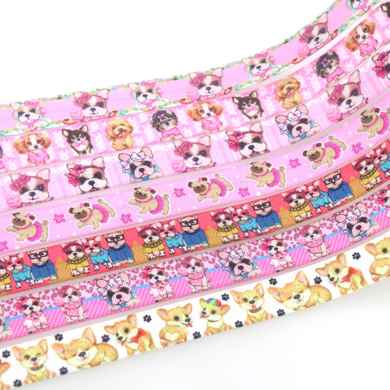 Эластичная Повязка на голову с принтом собаки бульдога корги 15 мм S1635 длина 5/8