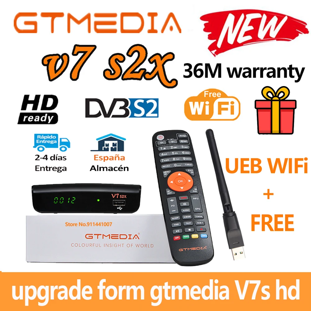 Обновление цифрового рецептора gtmedia V7 s2x с USB Wi Fi бесплатная доставка в Испанию V7s hd