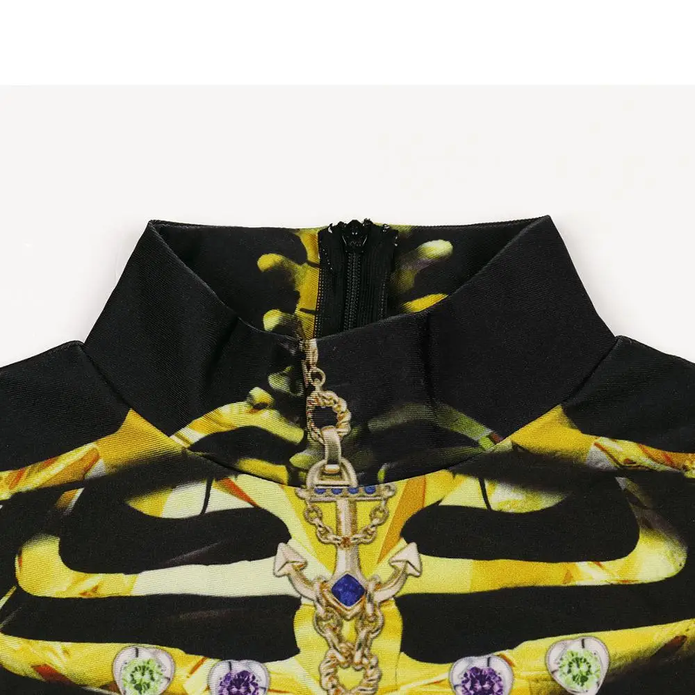 Страшное платье на Хэллоуин Косплей Костюм Золотой Скелет комбинезон для