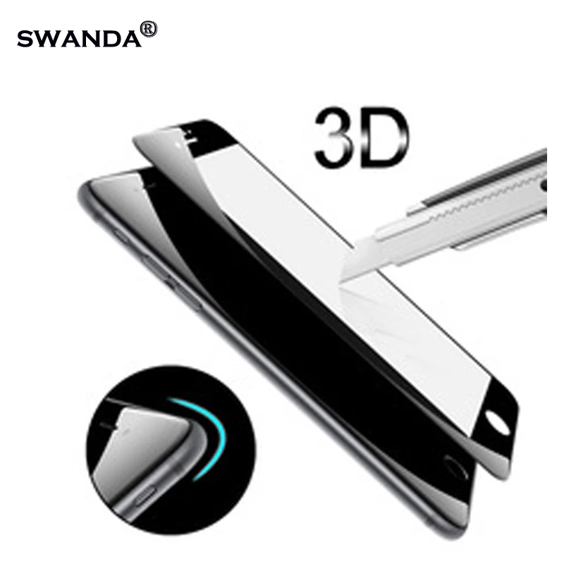 3Dfull закаленное Стекло для iPhone 6 6s 7 8 Экран протектор 6 большого Xr Xs для iPhone X, 6 6s 7 8 плюс чёрно-белое flim Стекло