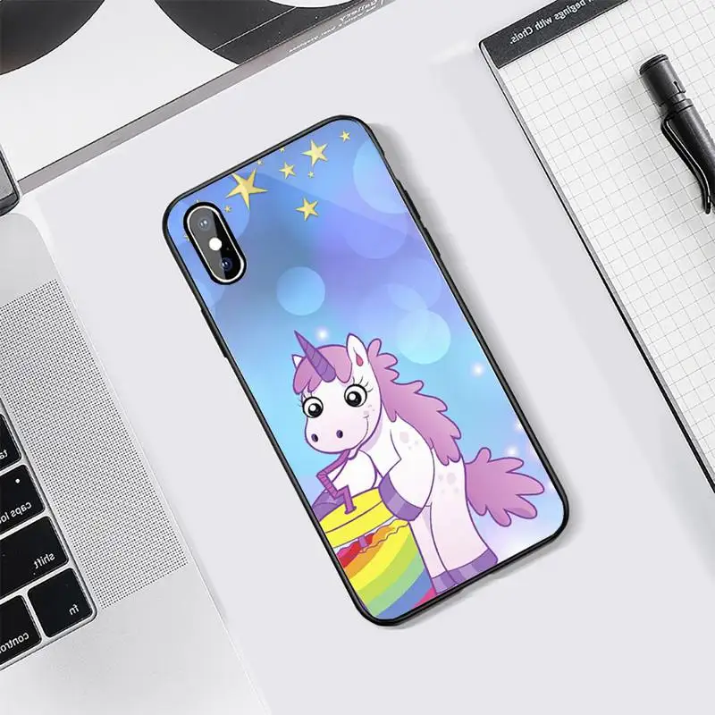 

Rainbow Unicorn cute cartoon animal Phone Case Tempered glass For iphone 5C 6 6S 7 8 plus X XS XR 11 PRO MAX