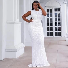 Robe de soirée sirène blanche élégante, grande taille, longueur au sol, gaine, robes de bal formelles sans manches, longue, sur mesure, 2022  (4)
