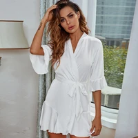 x beau satin robe female intimate lingerie women sleepwear silky bridal wedding gift casual bathrobe nightgown sexy nightwear