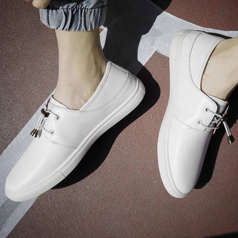 

men genuine Leather Shoes Fashion Casual Comfortable Genuine Leather Loafers man outdoor Work Driving Shoes Flat Leather Shoes