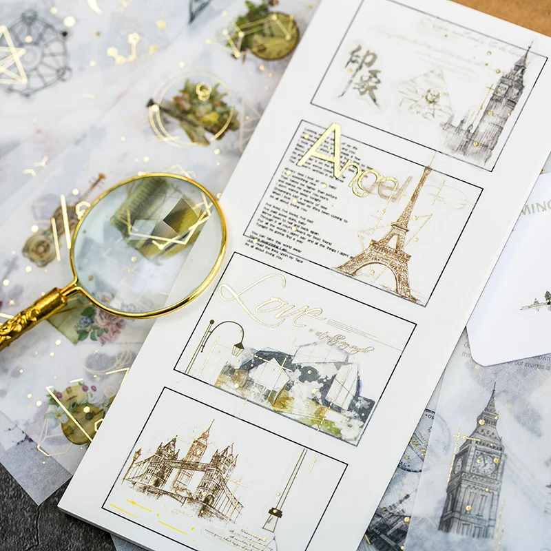 Золотые штампы для скрапбукинга наклейки дневные календарные с пулями 6 ⑤ упак.