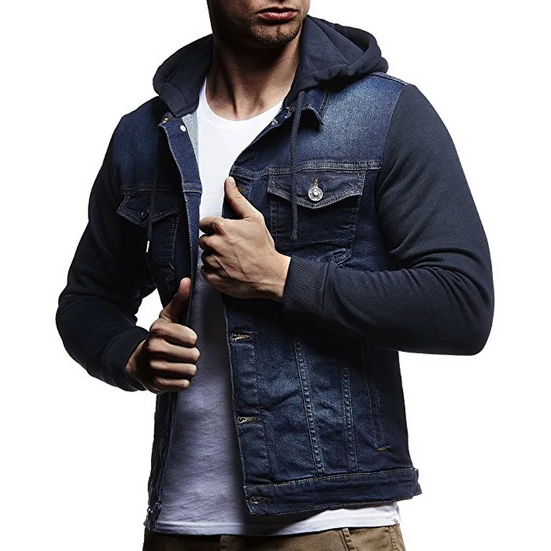 

Harajuku Black Denim Jacket Men Rock Sweatshirt Hoodies Men Jacket Denim Jacket Jeans Coat Men Hoodies Sweatshirts Streetwear