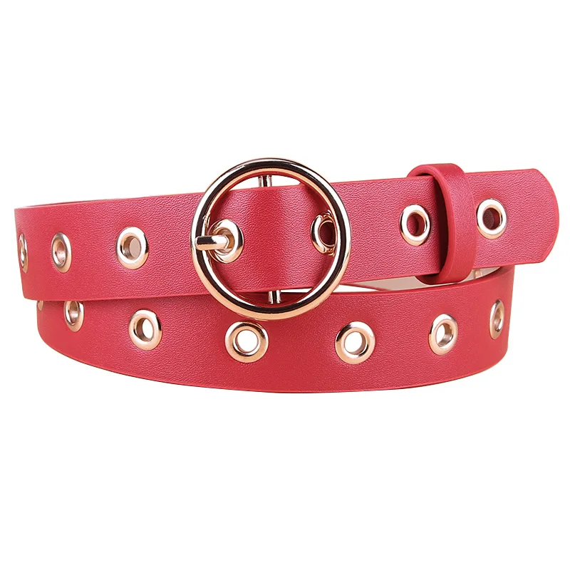 women leather belt round metal pin buckle circle belts hot brand fashion punk o ring for women belt ladies jeans accessories free global shipping