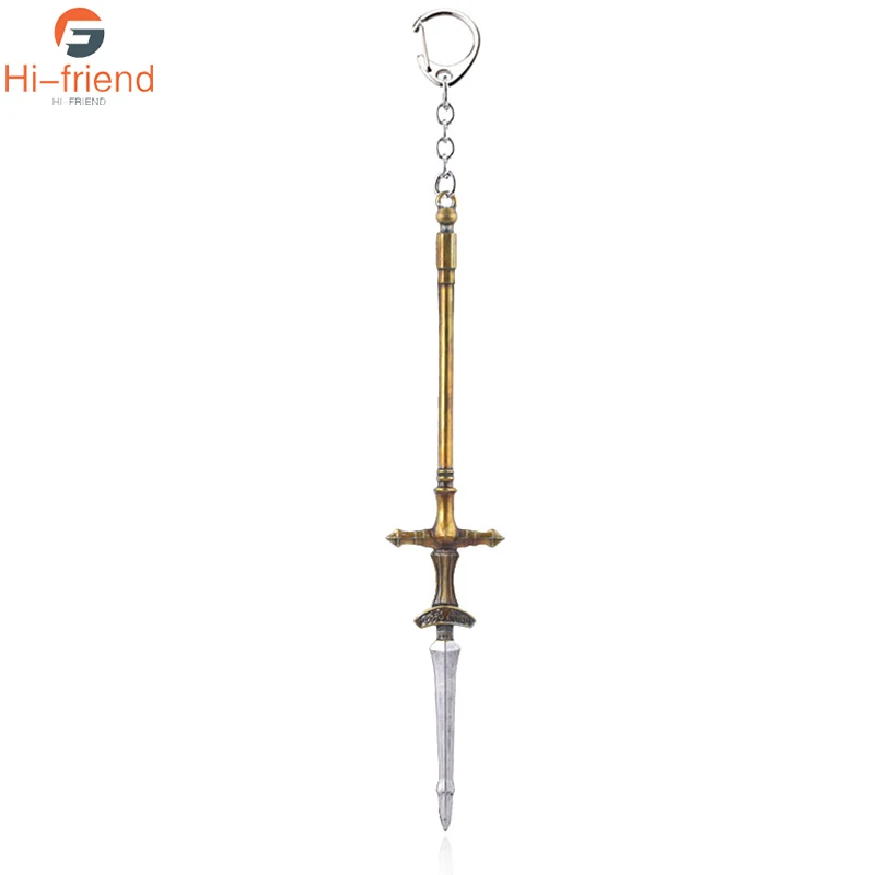 

Dark Souls Hunting Dragon Gun Keychain Cross Gun Long Gun Metal Self Defense Key Ring for Women Girl Gift Men Car Pendant