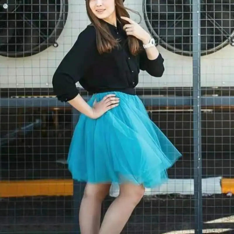 

Ins Girls Tutu Tulle Skirts Elastic Waist Black Midi Pleated Mesh Gowns In Stock Wedding Bridesmaid Short Dress Free Shipping