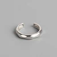 real sterlling silver 925 open bands rings for women hammered geometric polished round girl brithyday party gifts fine jewelry