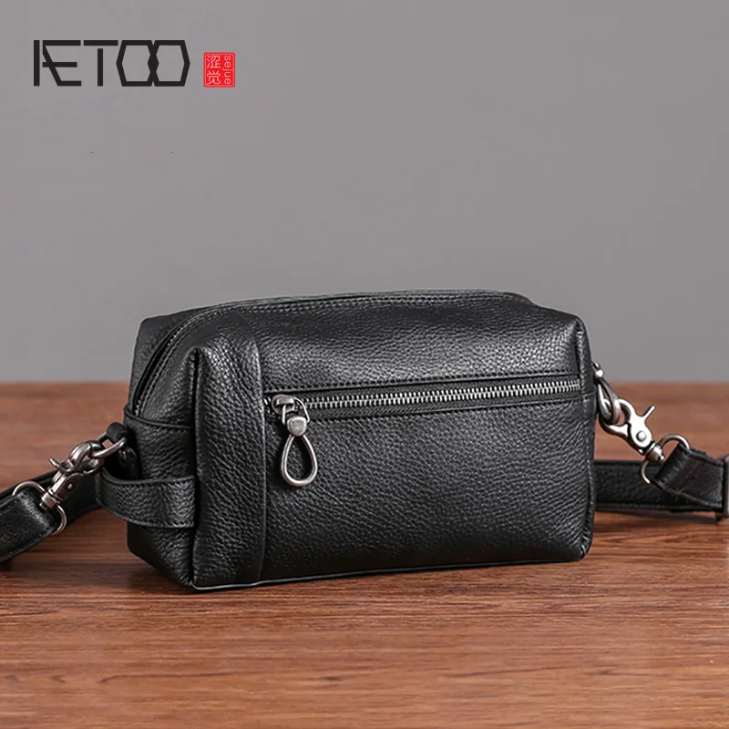 AETOO сумка на одно плечо мужская кожаная модная повседневная женская маленькая