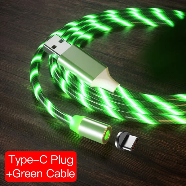 For Type-C Green ACCEZZ Магнитный зарядный кабель для быстрой зарядки для iPhone X 8 7 ipad Mini Micro usb type C магнитное зарядное устройство для samsung Android Phone - Цвет: For Type-C Green