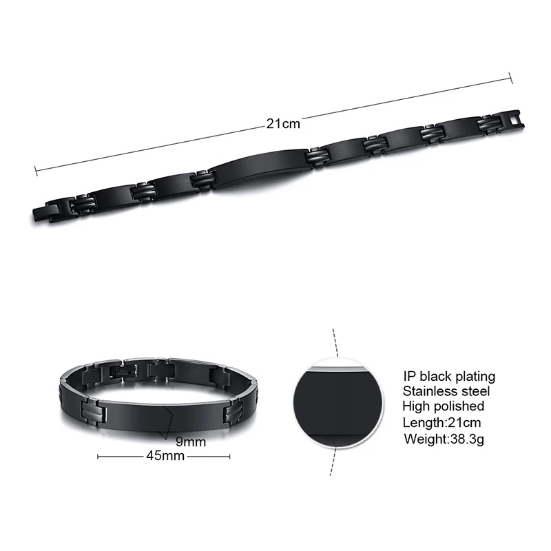 Персонализированные цепи из нержавеющей стали браслет с гравировкой мужские