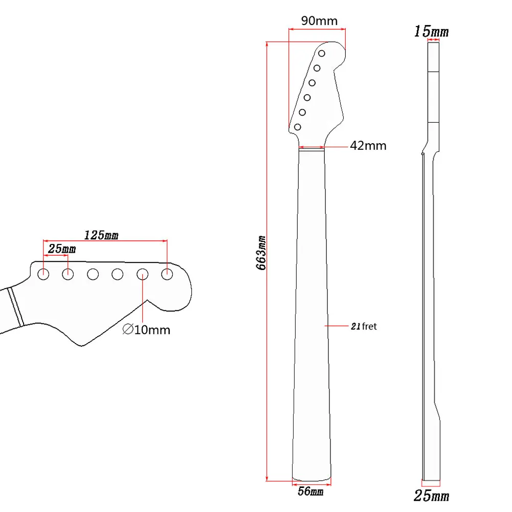 

Stylish Wooden 21 Fret Fingerboard Neck Parts Replacement for ST Electric Guitar
