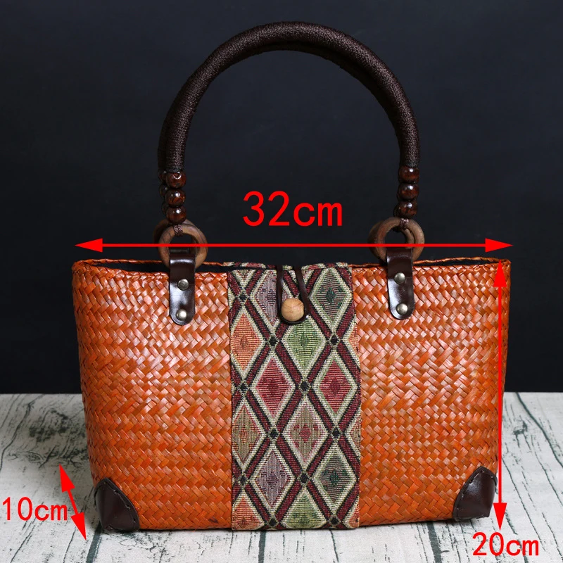Бамбуковая сумка ручной работы в стиле ретро соломенная из ротанга на плечо с