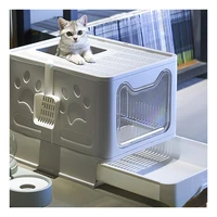 top entry closed cat litter box plastic portable high fence fully enclosed kitten toilet training pet accessory caja arena gatos