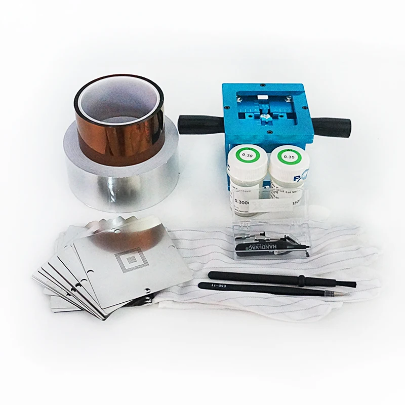 

bga reballing station 90MM blue with handle with stencils 90MM 10pcs