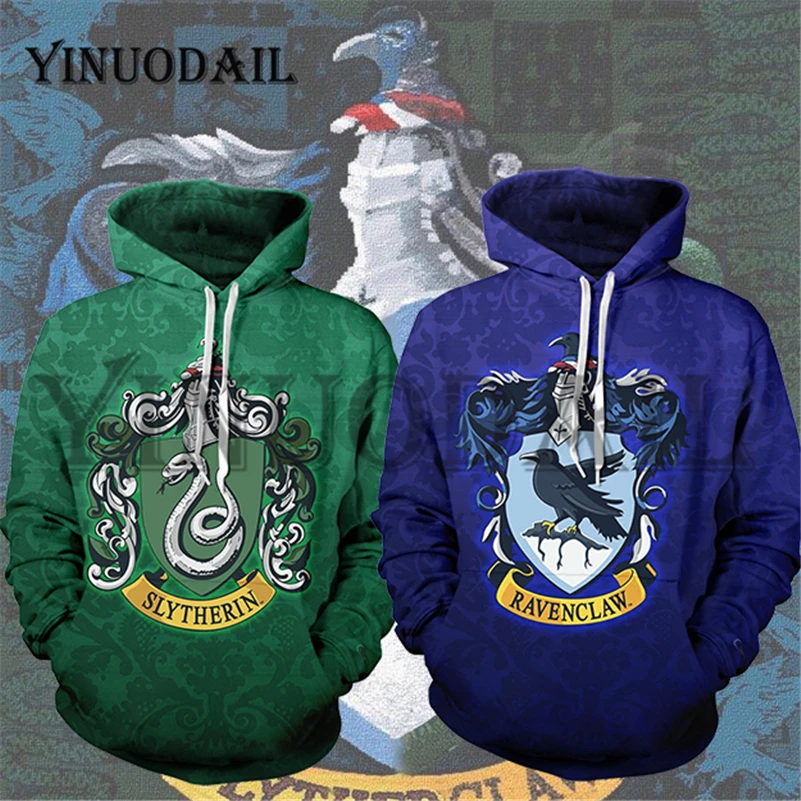 YINUODAIL мужские спортивные толстовки Wizardry 3D Толстовка Хогвартс Ravenclaw Слизерин комплект уличная Косплей Костюм