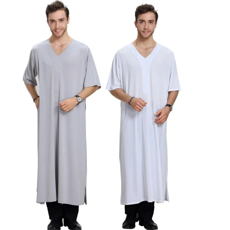 Летний мужской мусульманский кафтан средней яркости эластичный женский халат с