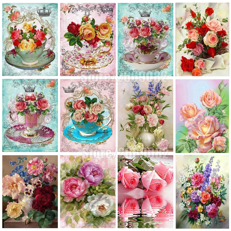 5D DIY Алмазные цветы алмазные вышитые розы квадратные Стразы Алмазная мозаика