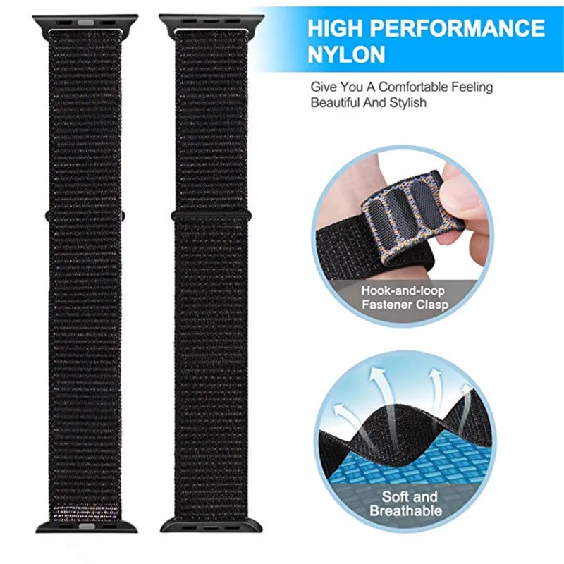 Нейлоновый спортивный кольцо ремешок для наручных часов Apple Watch серии 3/2/1 38 мм 42