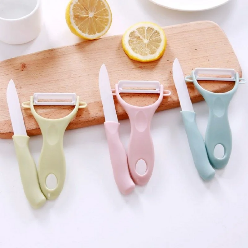 2 шт./набор Керамический нож набор Овощечистка Набор пластиковая ручка фрукты для