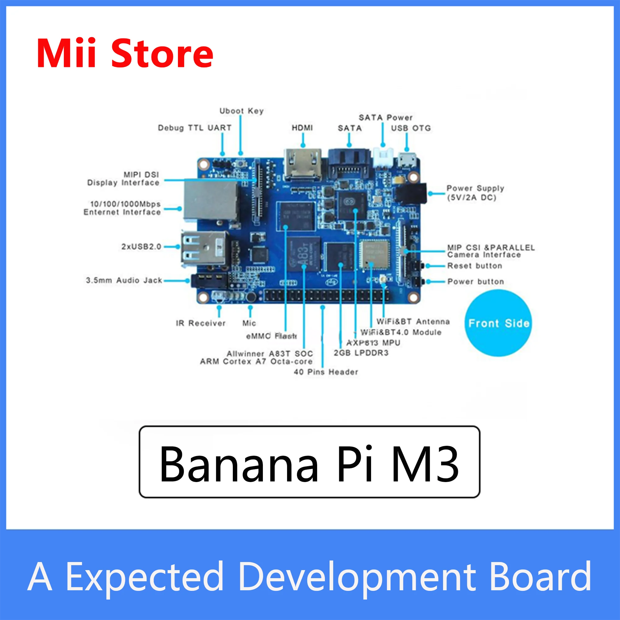 8 ядерный процессор Banana Pi M3 Allwinner A83T 1 ГГц мощная Плата ЦП LPDDR3 + Гбит/с EMMC макетная