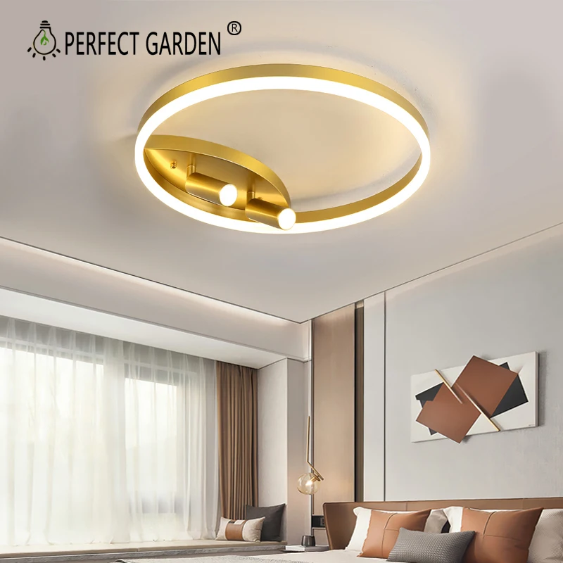 Creative Modern LED Ceiling Light With Spotlights Round Gold Black Ceiling Lamp Living Dining Room Bedroom Home Indoor Lighting