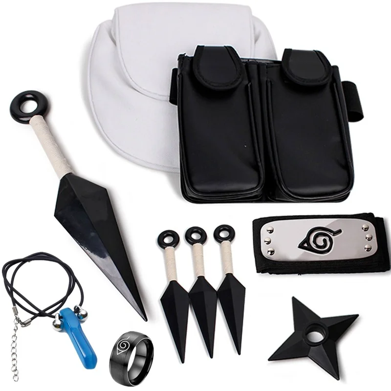 Anime 4th Namikaze Minato Costume Cosplay Accessories Ninja Cloak Headband Kunai Ring Prop Halloween Party Child Adult for Gift |