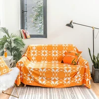 orange flannel blanket home decor sofa towel mat cotton couch blanket simple geometric throw chair bed rugs wall hanging