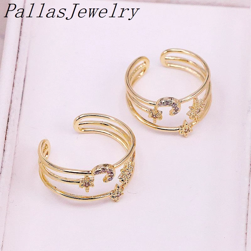 

10Pcs New fashion pave shiny CZ Zircon ring for Women cute girl party jewelry gift