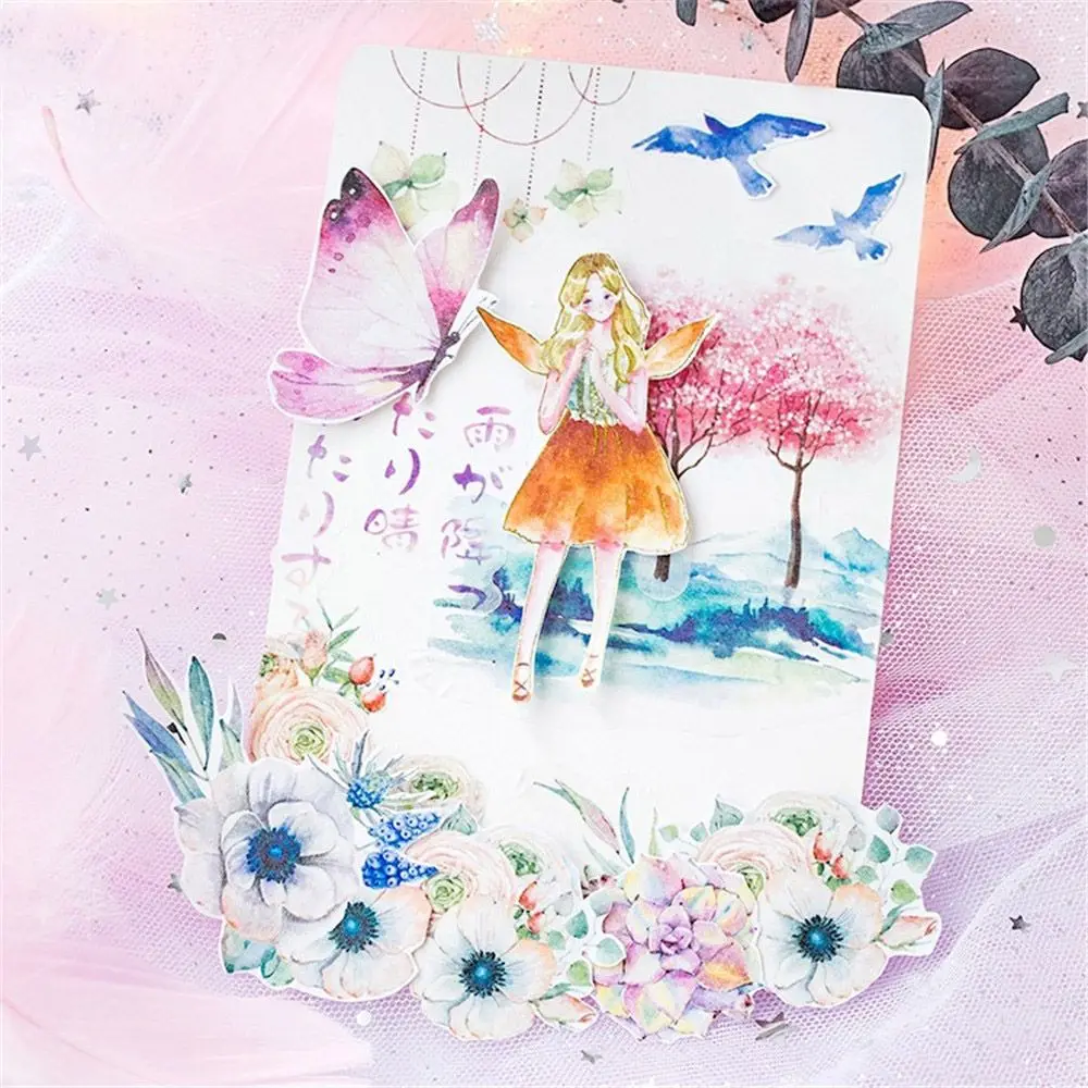 

60 шт перо цветок золочение наклейки из бумаги васи Kawaii Канцтовары DIY Скрапбукинг дневник фото украшения Этикетка журнал наклейки