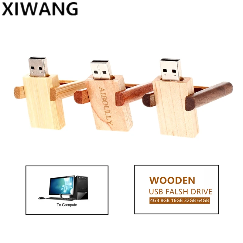 

Rotatable usb 2.0 wooden USB flash drive 4GB 8GB pendrive 16GB pen drive 32GB 64GB USB memory high speed gifts Free custom LOGO