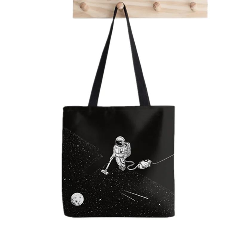 

Shopper Space Cleaner Tote Bag Printed Tote Bag women Harajuku shopper handbag girl Shoulder shopping bag Lady Canvas Bag