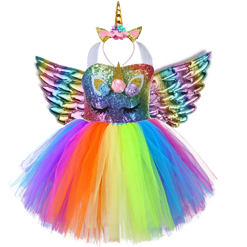 Платье пачка для девочек с блестками платье пони и единорогом топ дня рождения