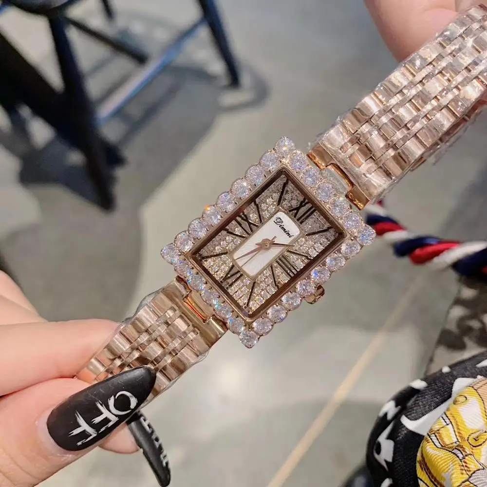 

HERHOME 2020 new model Hot Sale Women Watches Luxury Brand INS Stainless Steel Strap Wristwatch Rhinestone Diamond Dress Watch