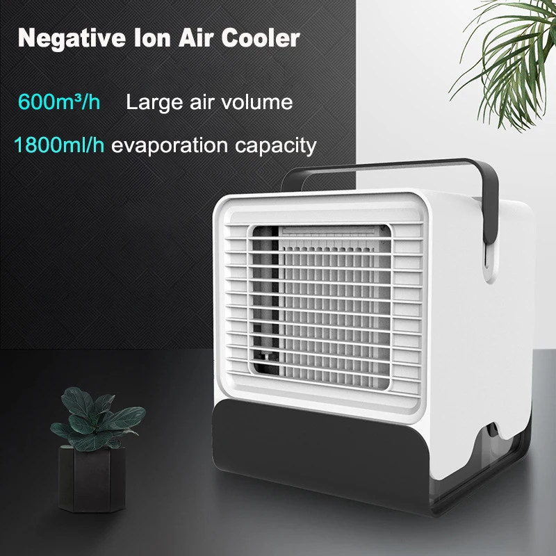 

Портативный воздушный охладитель с отрицательными ионами, мини-кондиционер для дома и офиса, очиститель воздуха с USB, малошумный вентилятор