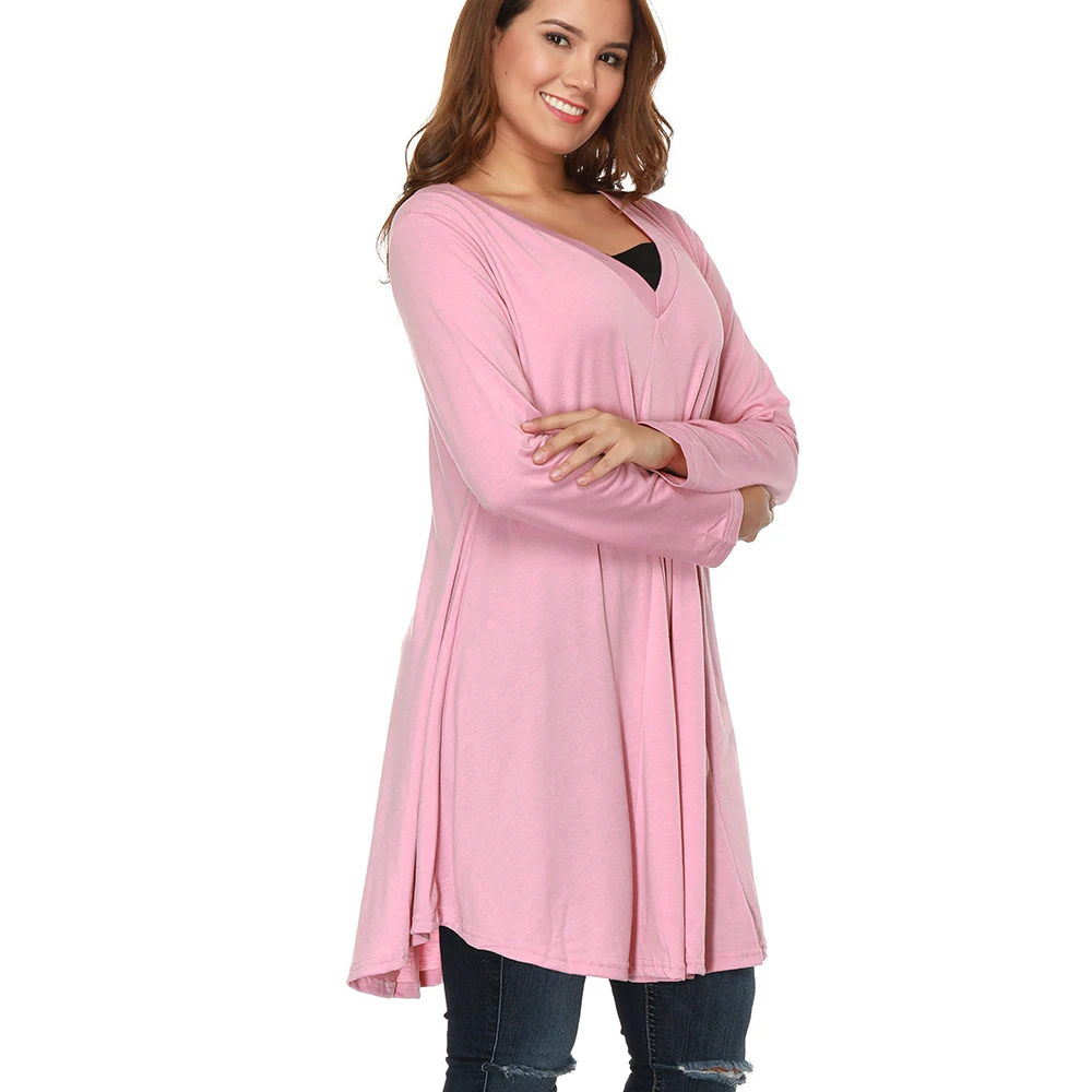 

Женское свободное платье-двойка с V-образным вырезом и длинным рукавом