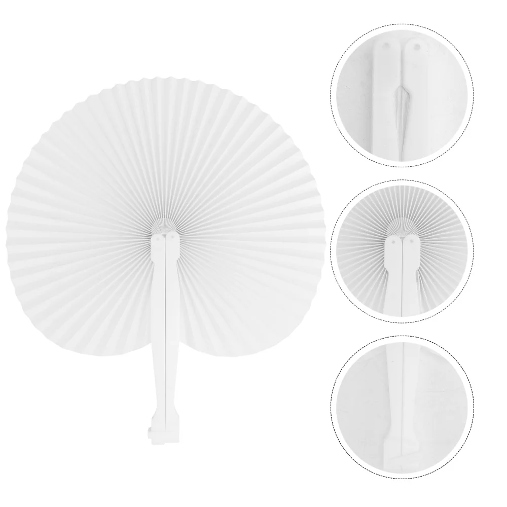 

12pcs Folding Fan Handheld Fans Paper Folded Fan Circular Paper Fan for Wedding Party