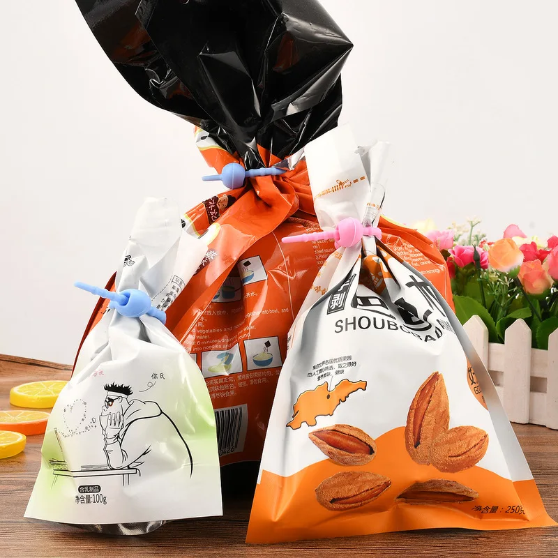Food Silicone Sealer Clamp Flexible Seal Pour Kitchen Bag Clip Storage Beam Snack Sealing Fresh Wrap Clips | Дом и сад