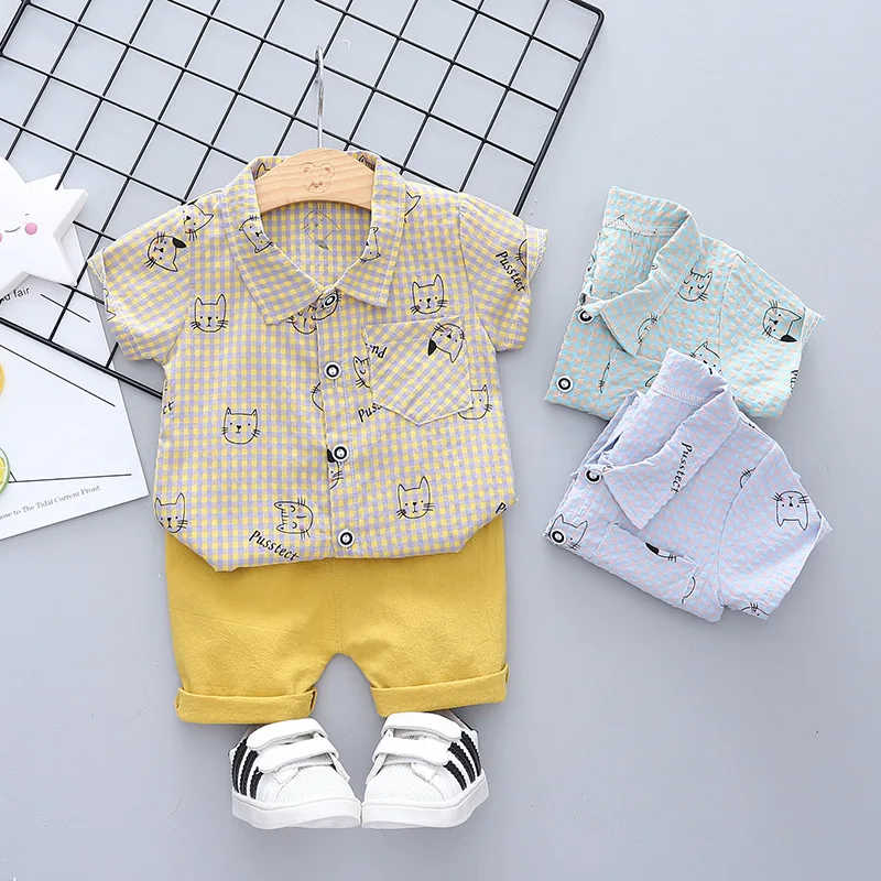 

2021 Retail 2pcs Boy Handsome Tops + Short boys clothing baby boy sets kid's suits more color choosing free shipping AA69
