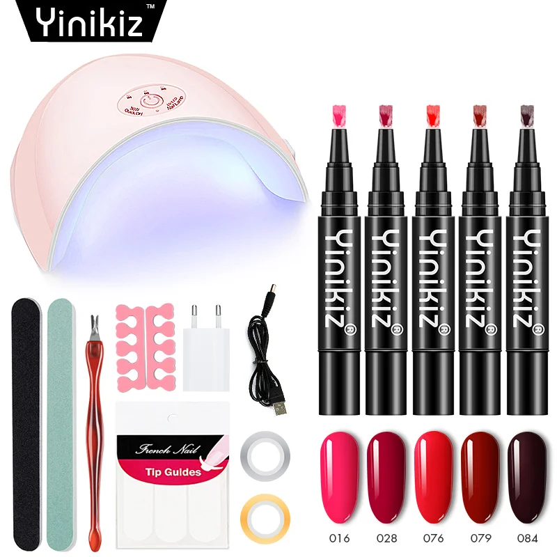 

Yinikiz Nail Art Tools Kit 36w Nail Dryer One Step Nail Gel Polish Pen Uv Lacquer Varnish Gel 3 In 1 Glue 15pcs Nails Set